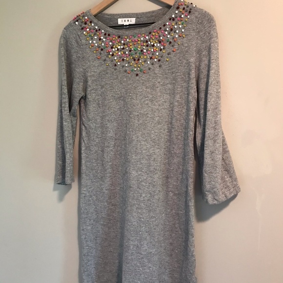 EUC THML Gray Pom Pom Confetti Sweater Dress - Picture 3 of 11